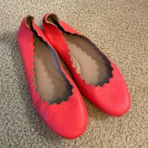 Chloe flats in bright red color